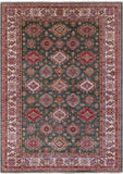 Green Super Kazak Hand Knotted Wool Rug - 9' 0" X 12' 9" - Golden Nile
