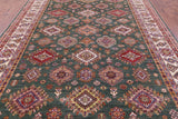Green Super Kazak Hand Knotted Wool Rug - 9' 0" X 12' 9" - Golden Nile
