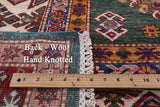 Green Super Kazak Hand Knotted Wool Rug - 9' 0" X 12' 9" - Golden Nile