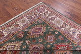 Green Super Kazak Hand Knotted Wool Rug - 9' 0" X 12' 9" - Golden Nile
