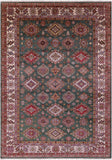 Green Super Kazak Hand Knotted Wool Rug - 9' 0" X 12' 10" - Golden Nile