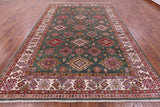 Green Super Kazak Hand Knotted Wool Rug - 9' 0" X 12' 10" - Golden Nile