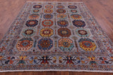 Grey Turkmen Ersari Hand Knotted Wool Rug - 8' 3" X 9' 6" - Golden Nile