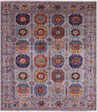 Grey Turkmen Ersari Hand Knotted Wool Rug - 8' 3" X 9' 6" - Golden Nile