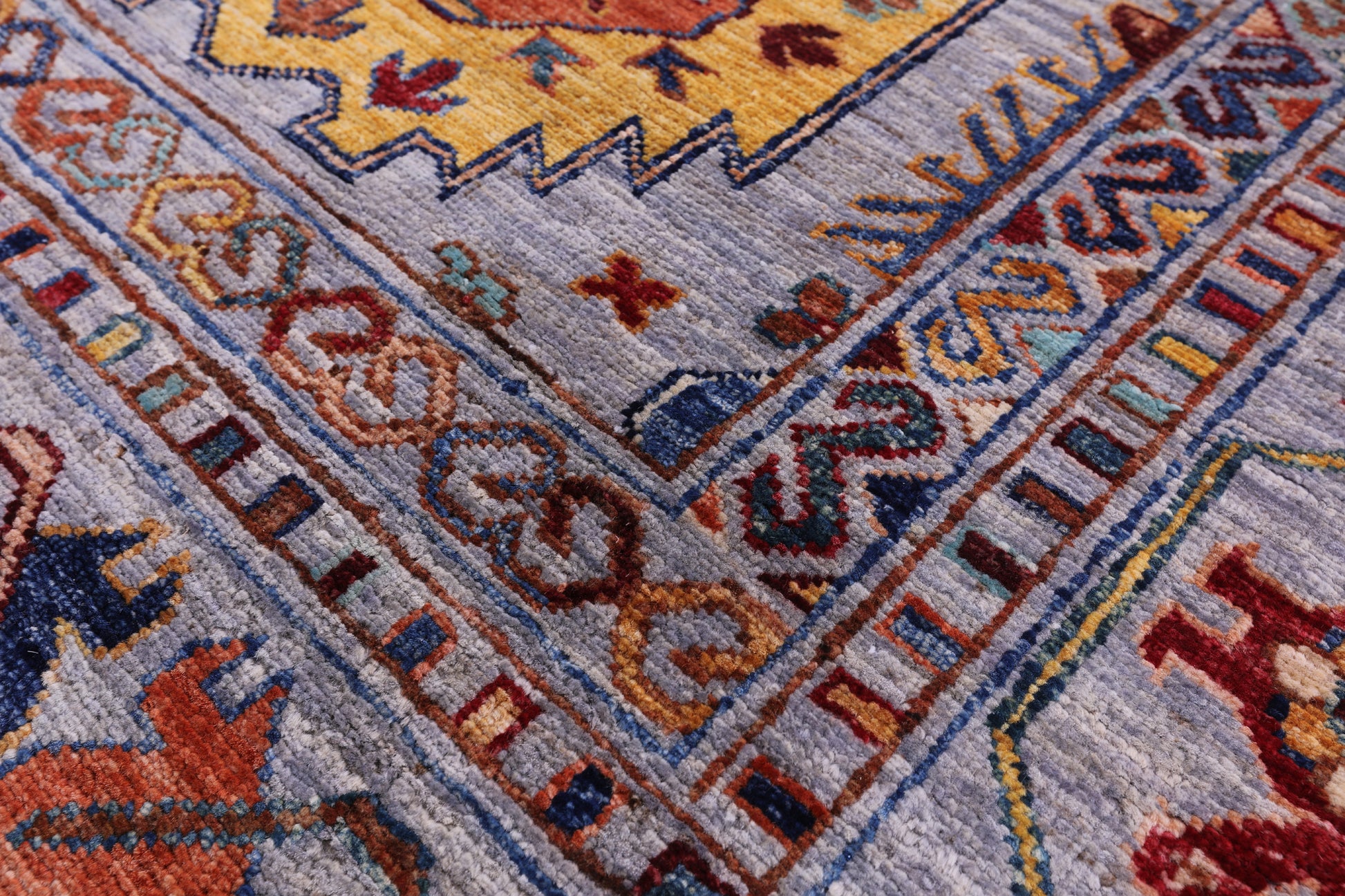 Grey Turkmen Ersari Hand Knotted Wool Rug - 8' 3" X 9' 6" - Golden Nile