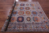 Grey Turkmen Ersari Hand Knotted Wool Rug - 8' 3" X 9' 6" - Golden Nile