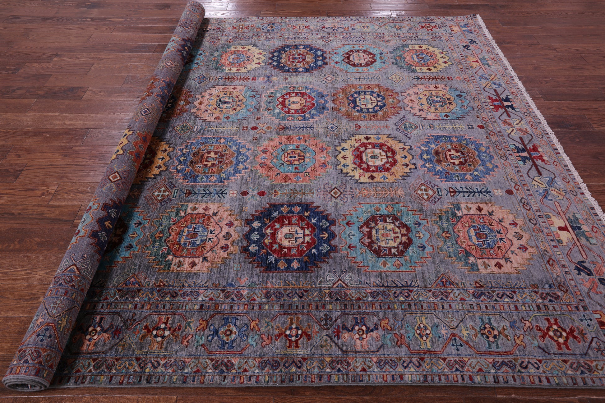 Turkmen Ersari Hand Knotted Wool Rug - 8' 3" X 9' 7" - Golden Nile