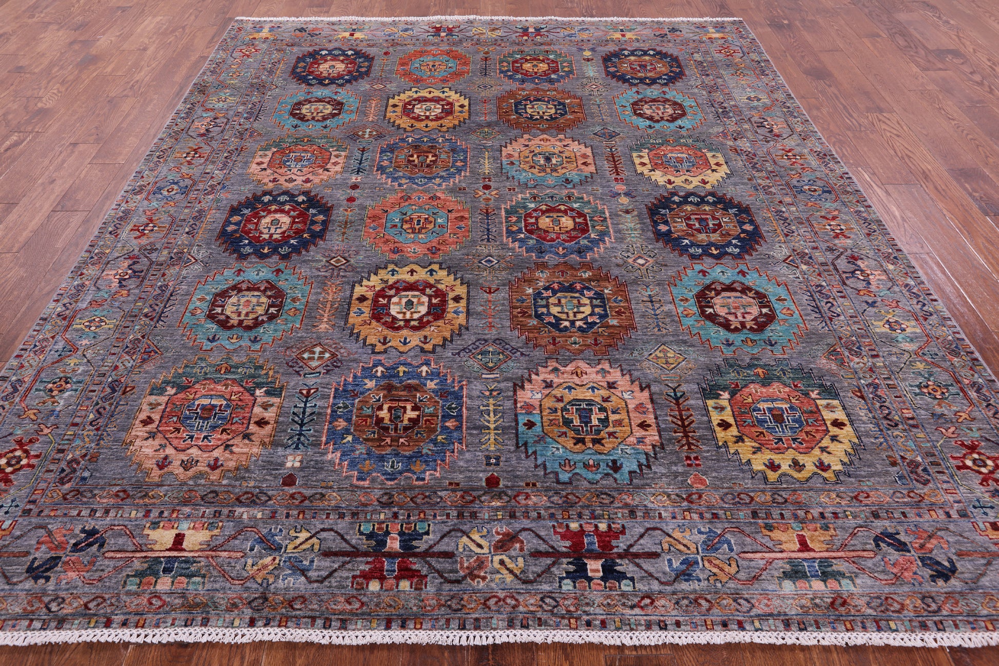 Turkmen Ersari Hand Knotted Wool Rug - 8' 3" X 9' 7" - Golden Nile