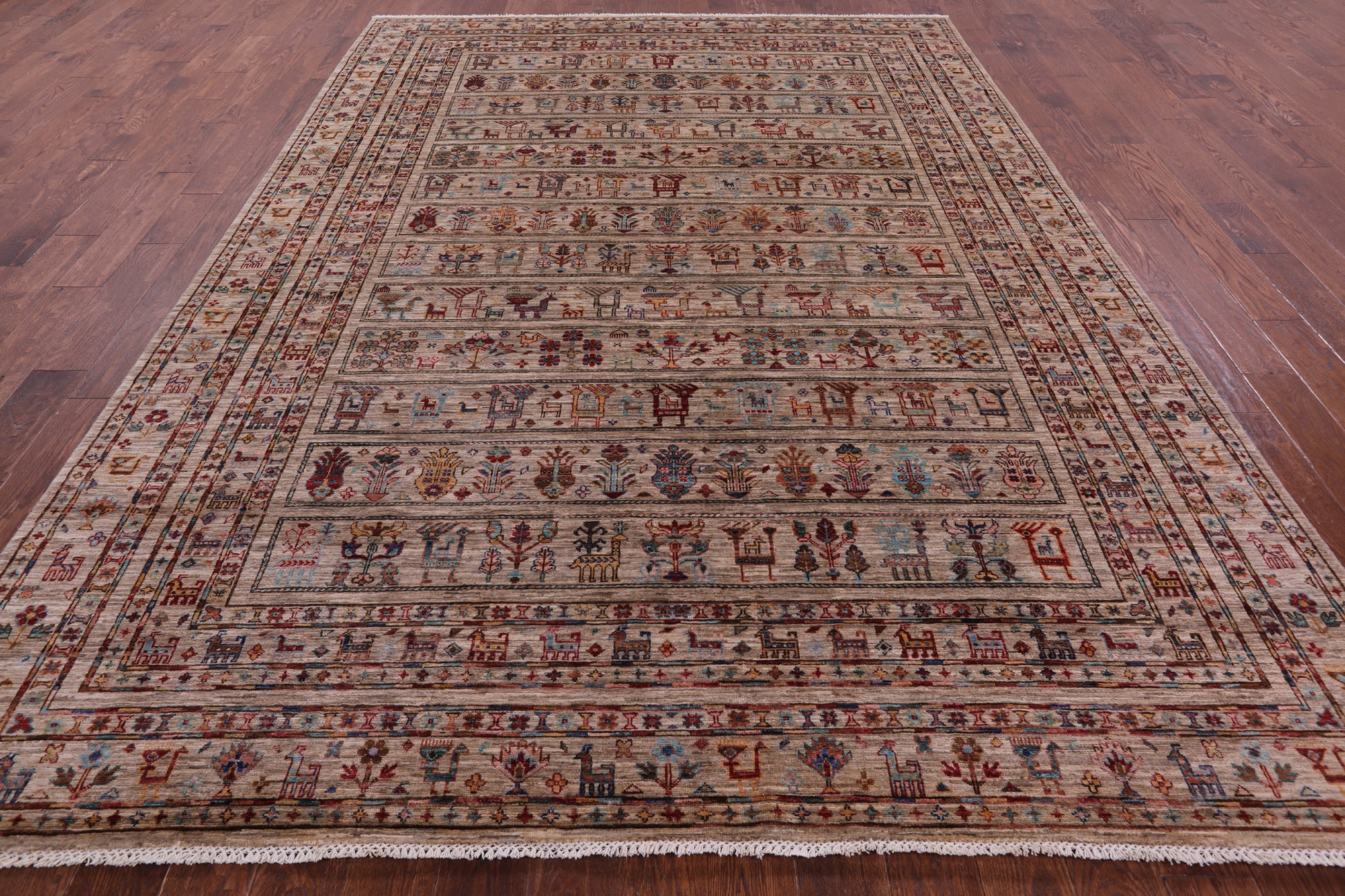 Tribal Persian Gabbeh Hand Knotted Wool Rug - 8' 1" X 11' 5" - Golden Nile