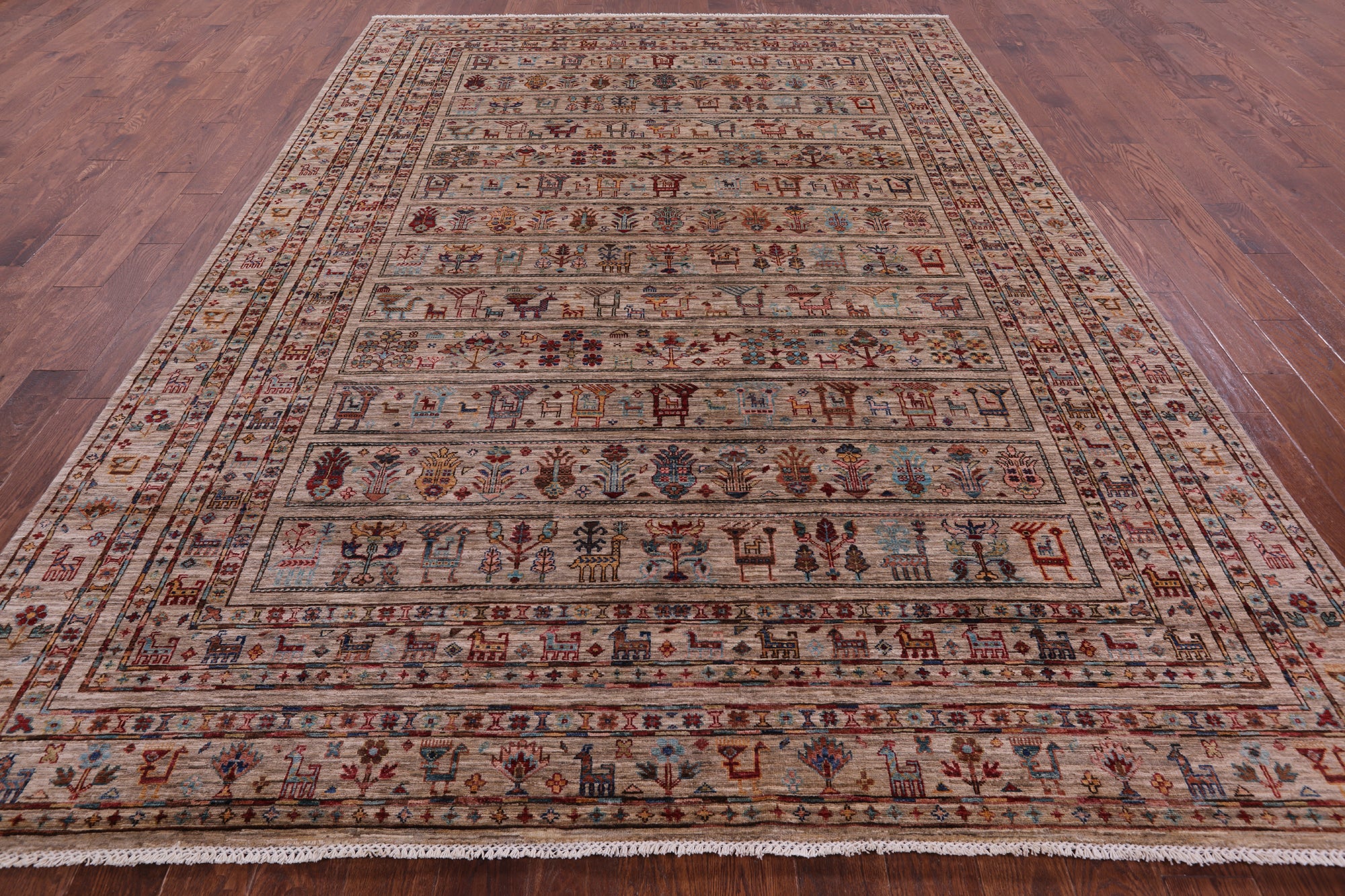 Tribal Persian Gabbeh Hand Knotted Wool Rug - 8' 1" X 11' 5" - Golden Nile