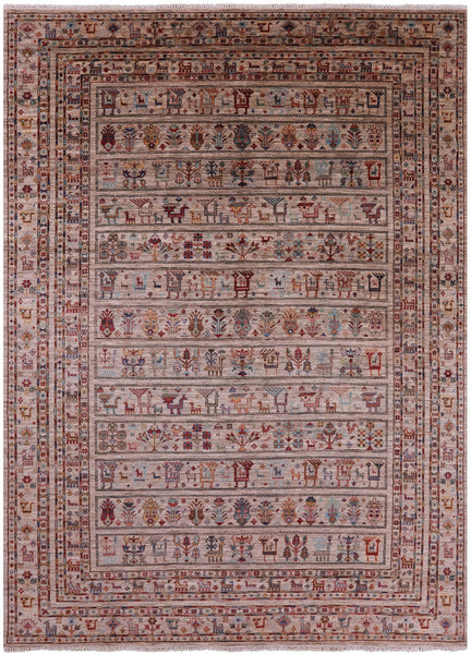 Tribal Persian Gabbeh Hand Knotted Wool Rug - 8' 1" X 11' 5" - Golden Nile