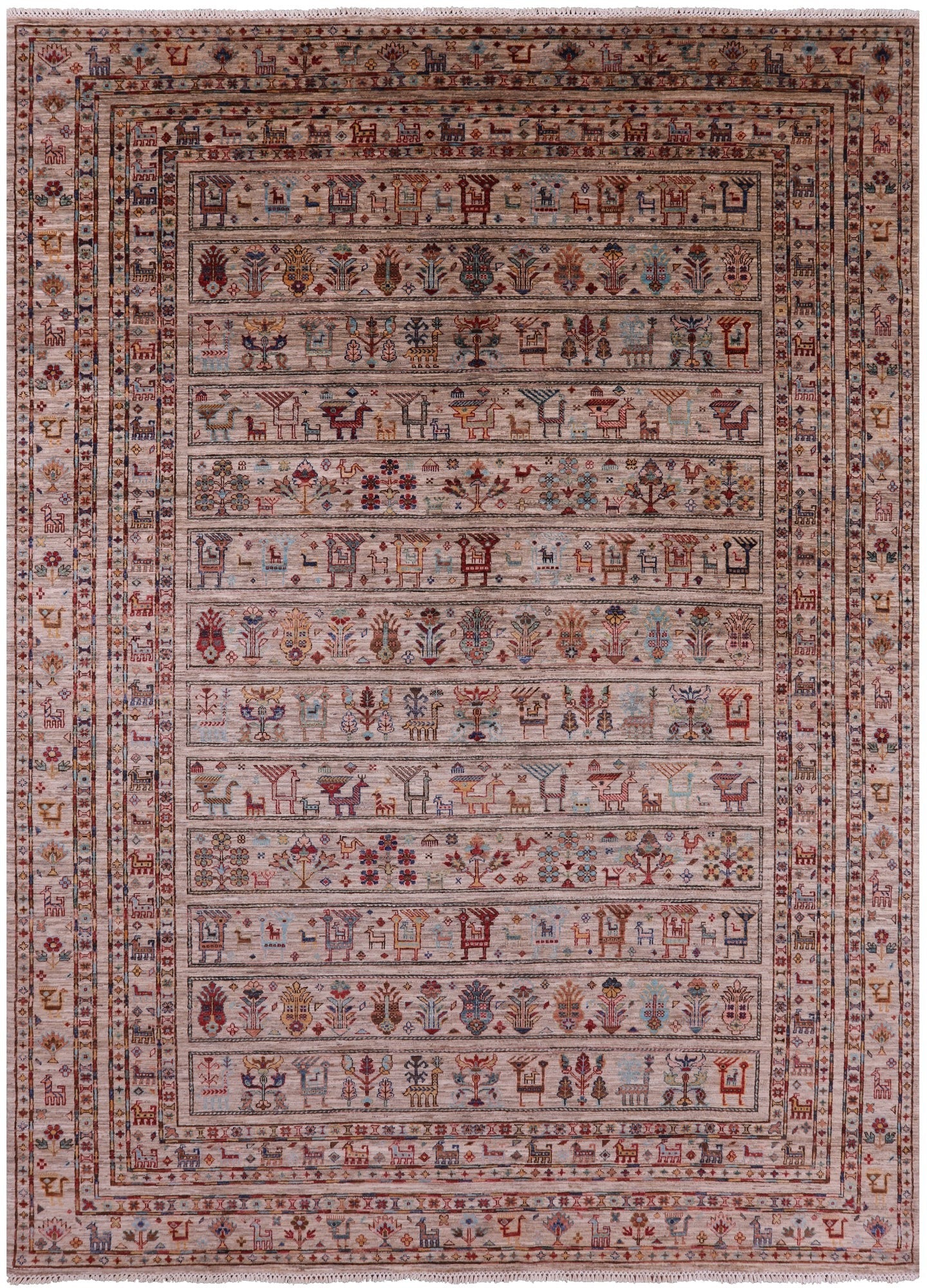 Tribal Persian Gabbeh Hand Knotted Wool Rug - 8' 1" X 11' 5" - Golden Nile