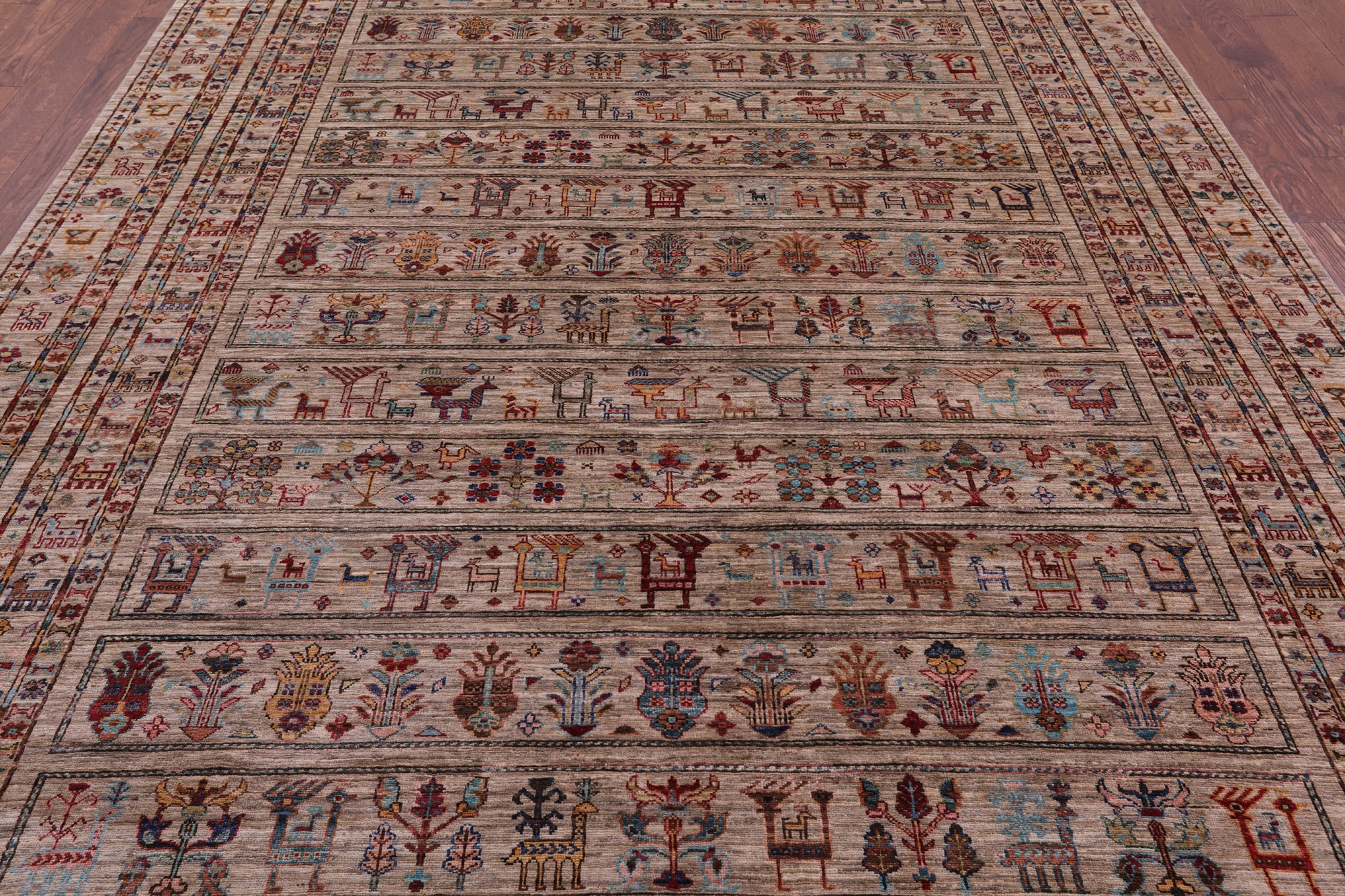 Tribal Persian Gabbeh Hand Knotted Wool Rug - 8' 1" X 11' 5" - Golden Nile