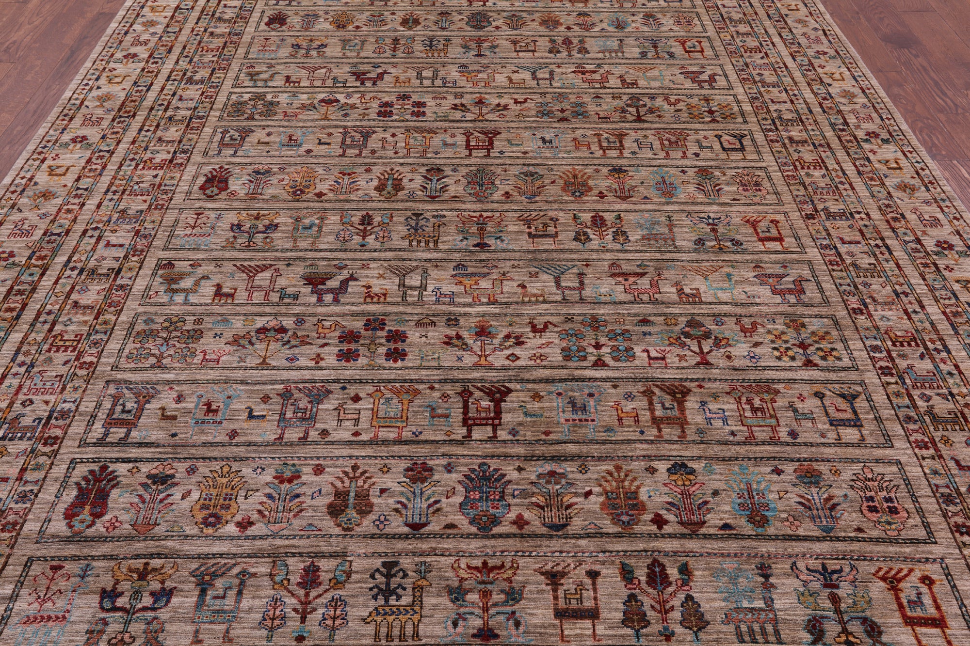 Tribal Persian Gabbeh Hand Knotted Wool Rug - 8' 1" X 11' 5" - Golden Nile