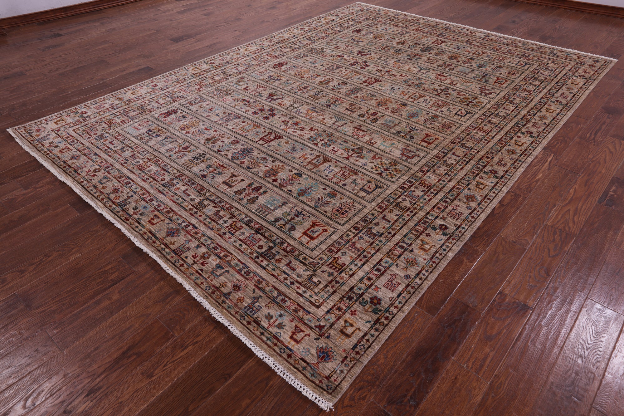Tribal Persian Gabbeh Hand Knotted Wool Rug - 8' 1" X 11' 5" - Golden Nile