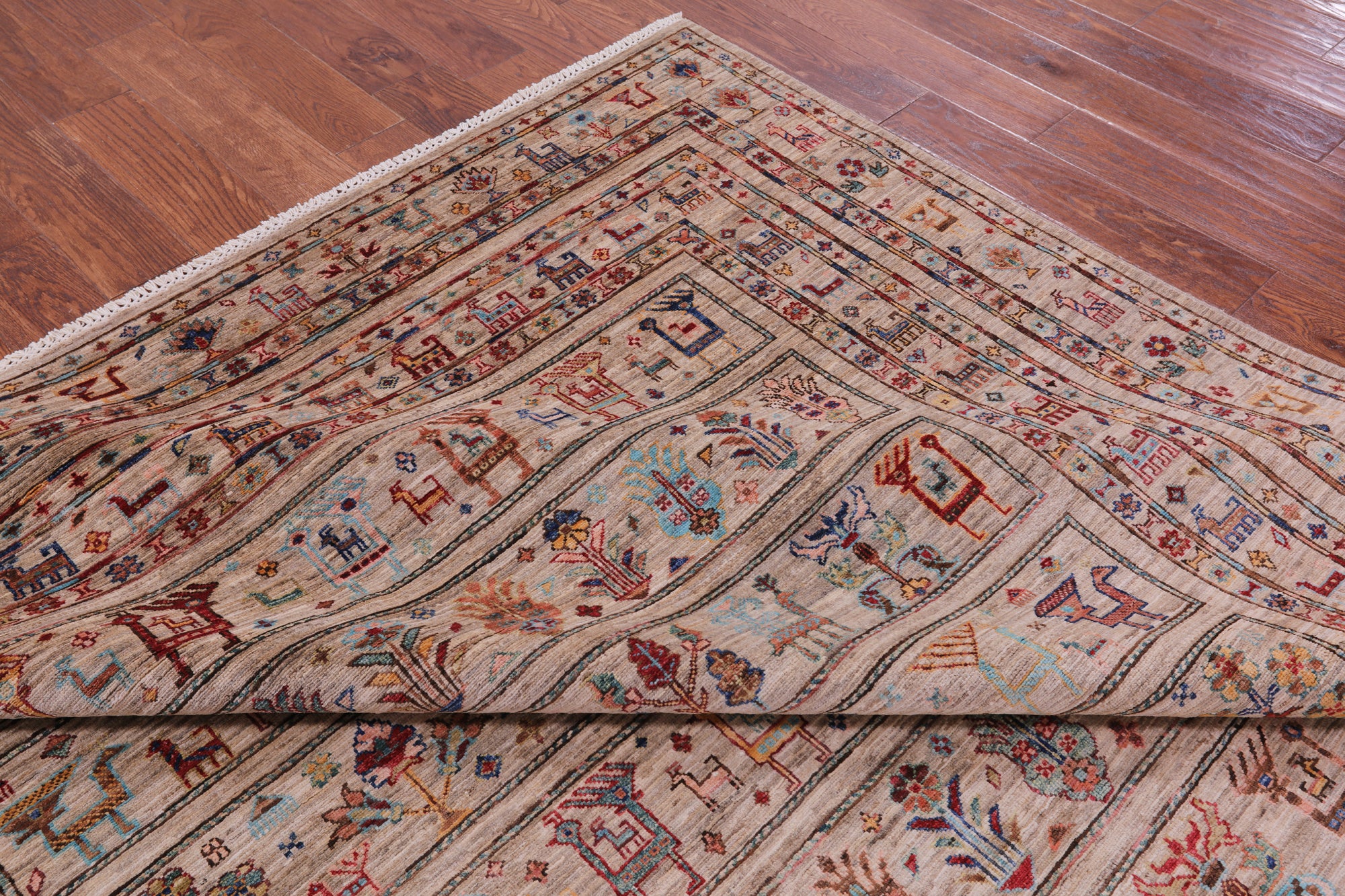 Tribal Persian Gabbeh Hand Knotted Wool Rug - 8' 1" X 11' 5" - Golden Nile