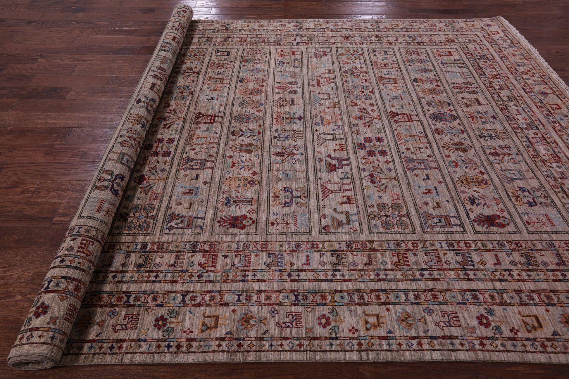 Tribal Persian Gabbeh Hand Knotted Wool Rug - 8' 1" X 11' 5" - Golden Nile