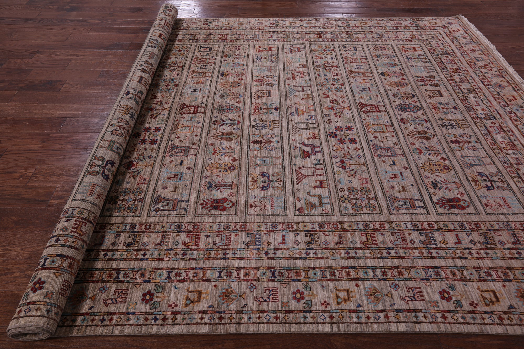 Tribal Persian Gabbeh Hand Knotted Wool Rug - 8' 1" X 11' 5" - Golden Nile
