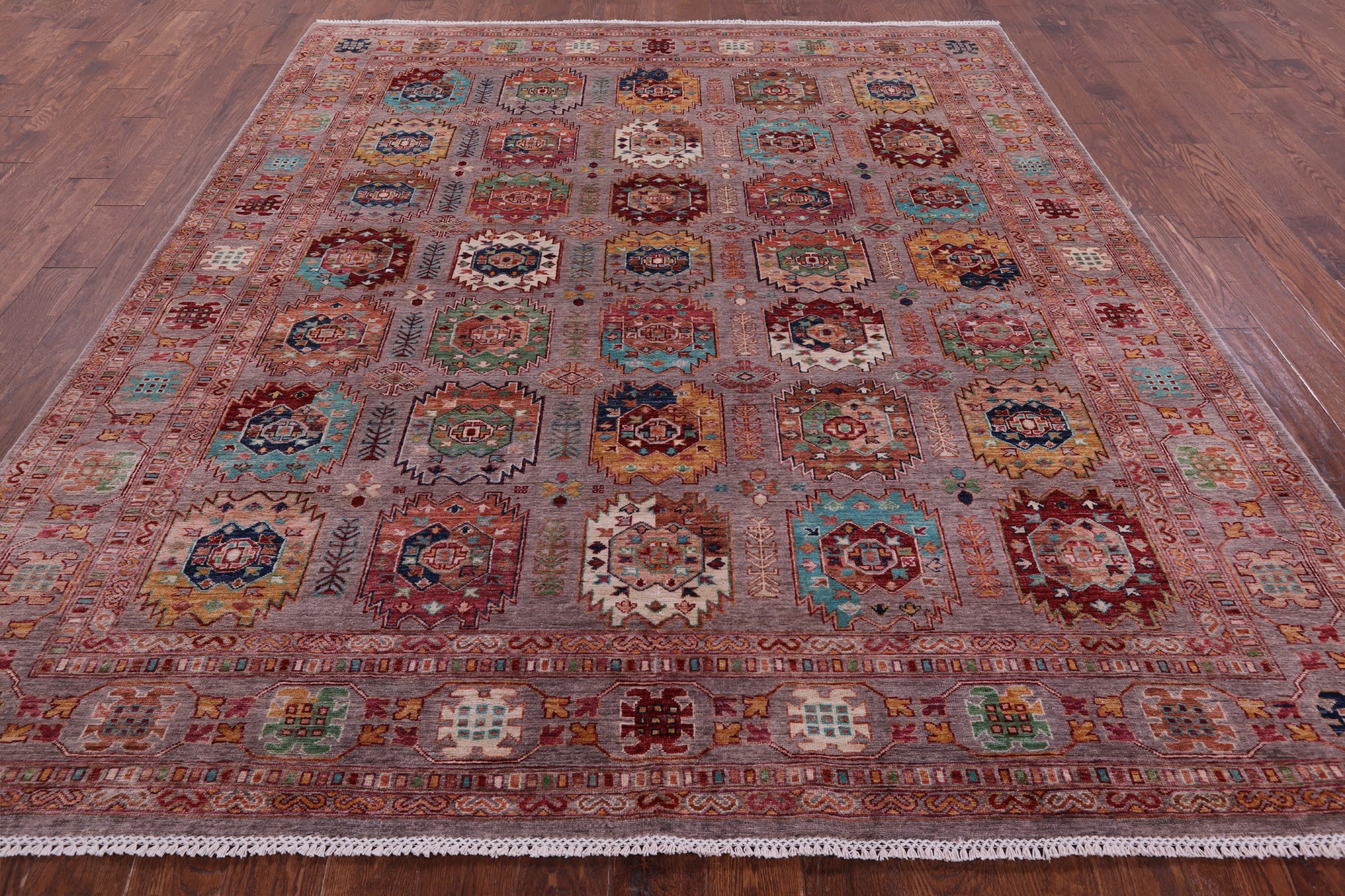 Turkmen Ersari Handmade Wool Rug - 8' 1" X 9' 6" - Golden Nile