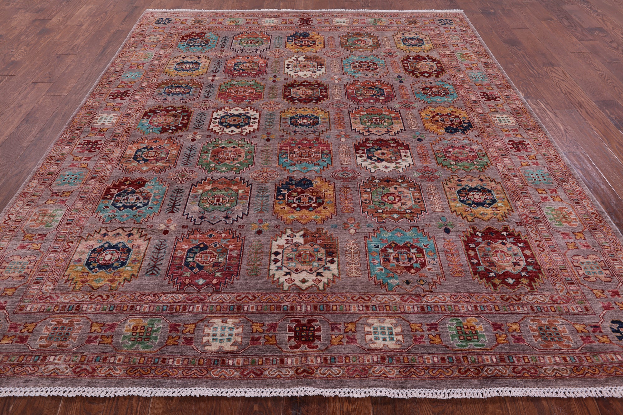 Turkmen Ersari Handmade Wool Rug - 8' 1" X 9' 6" - Golden Nile