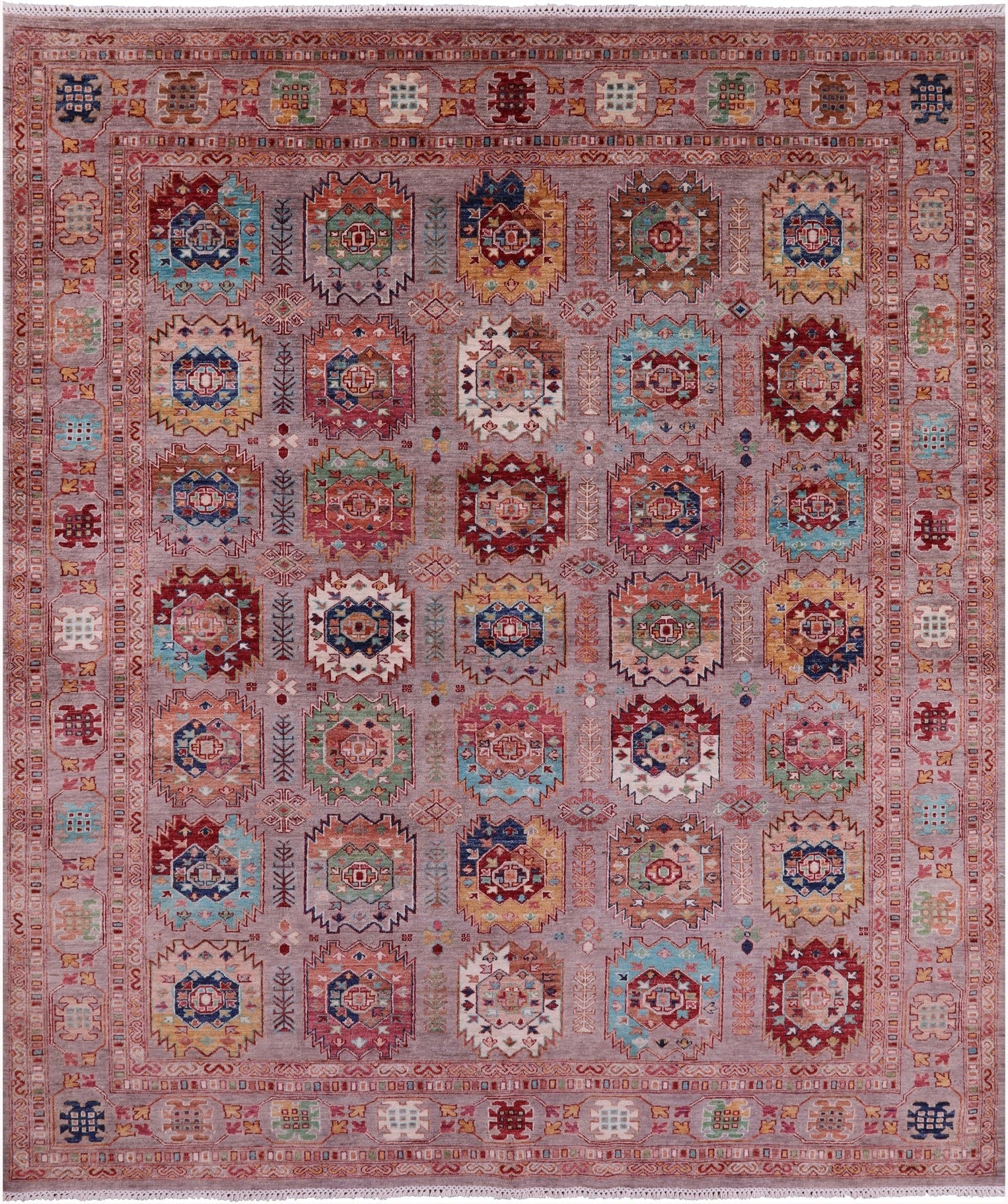 Turkmen Ersari Handmade Wool Rug - 8' 1" X 9' 6" - Golden Nile