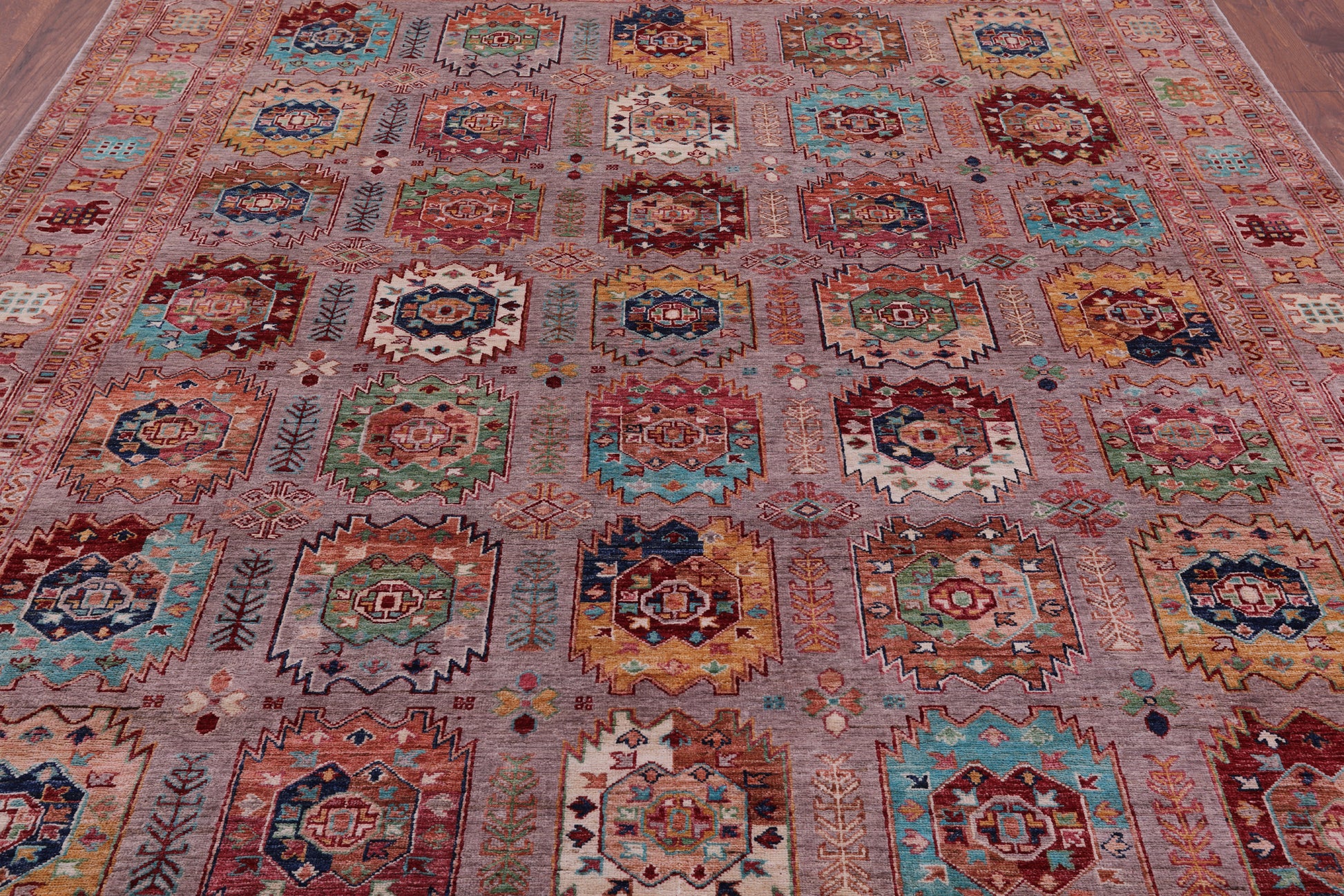 Turkmen Ersari Handmade Wool Rug - 8' 1" X 9' 6" - Golden Nile