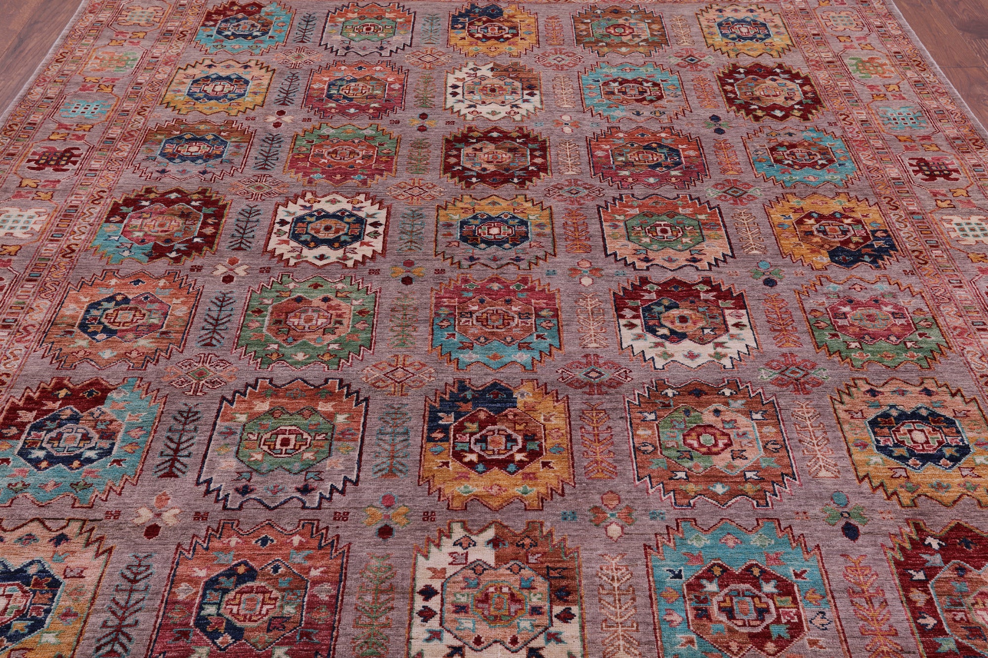 Turkmen Ersari Handmade Wool Rug - 8' 1" X 9' 6" - Golden Nile