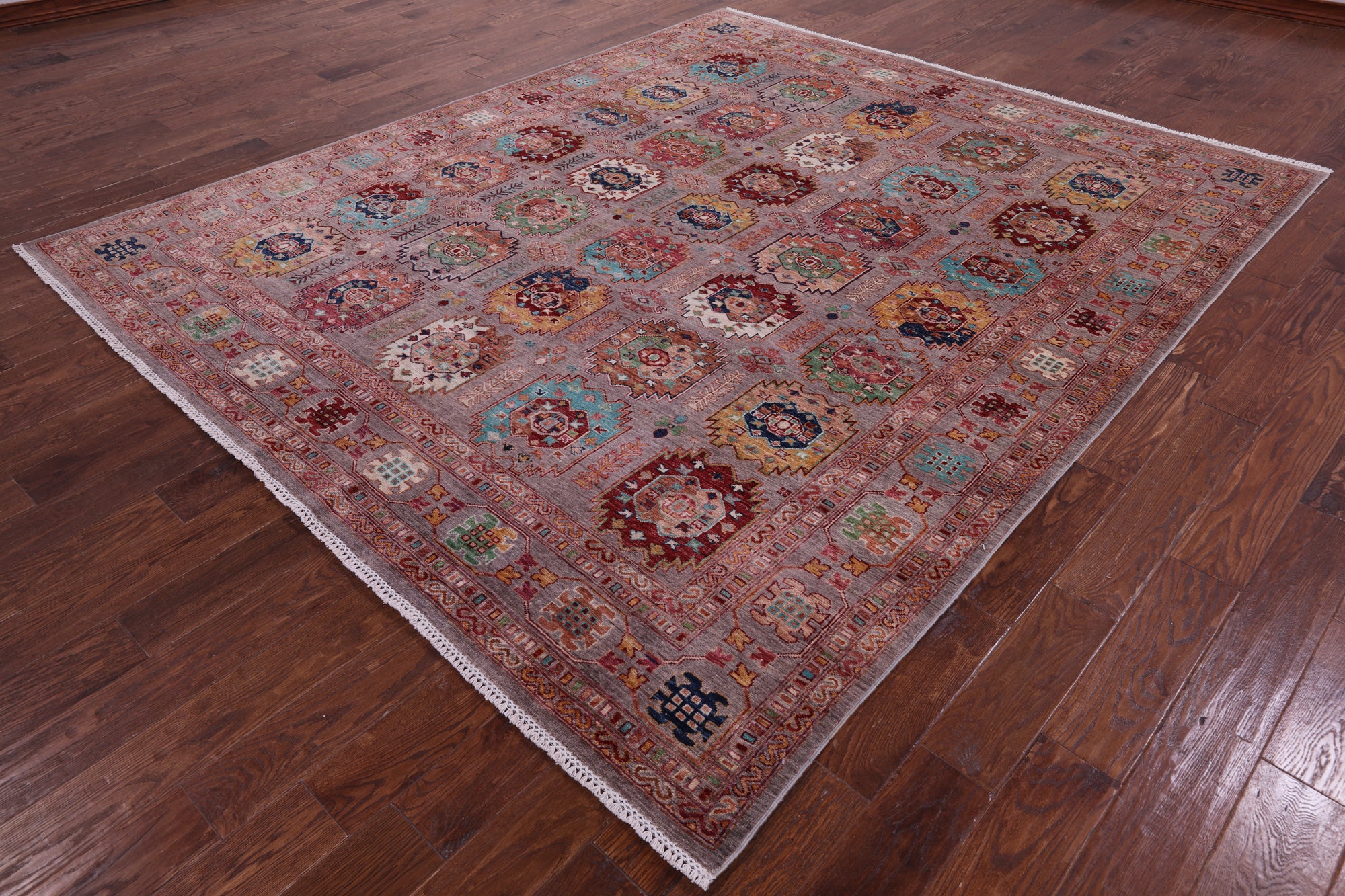 Turkmen Ersari Handmade Wool Rug - 8' 1" X 9' 6" - Golden Nile
