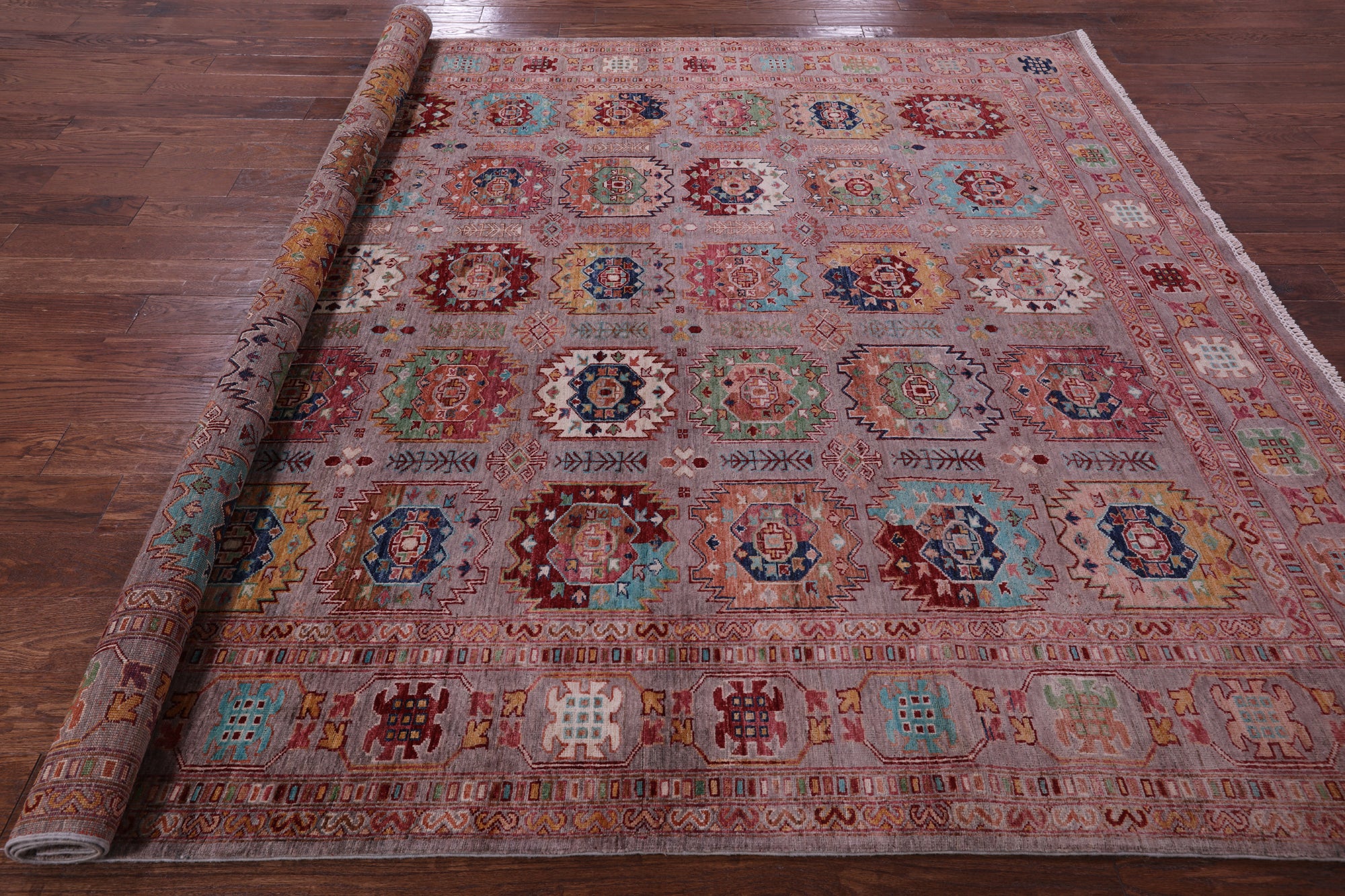 Turkmen Ersari Handmade Wool Rug - 8' 1" X 9' 6" - Golden Nile