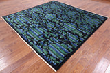 Black Square William Morris Rose Garden Handmade Wool Area Rug - 8' 1" X 8' 2" - Golden Nile