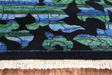 Black Square William Morris Rose Garden Handmade Wool Area Rug - 8' 1" X 8' 2" - Golden Nile