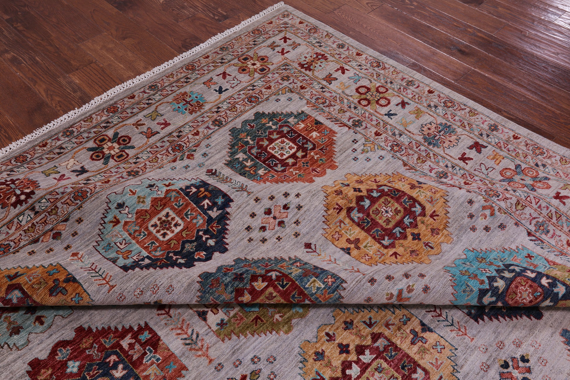 Turkmen Ersari Handmade Wool Rug - 9' 0" X 12' 5" - Golden Nile