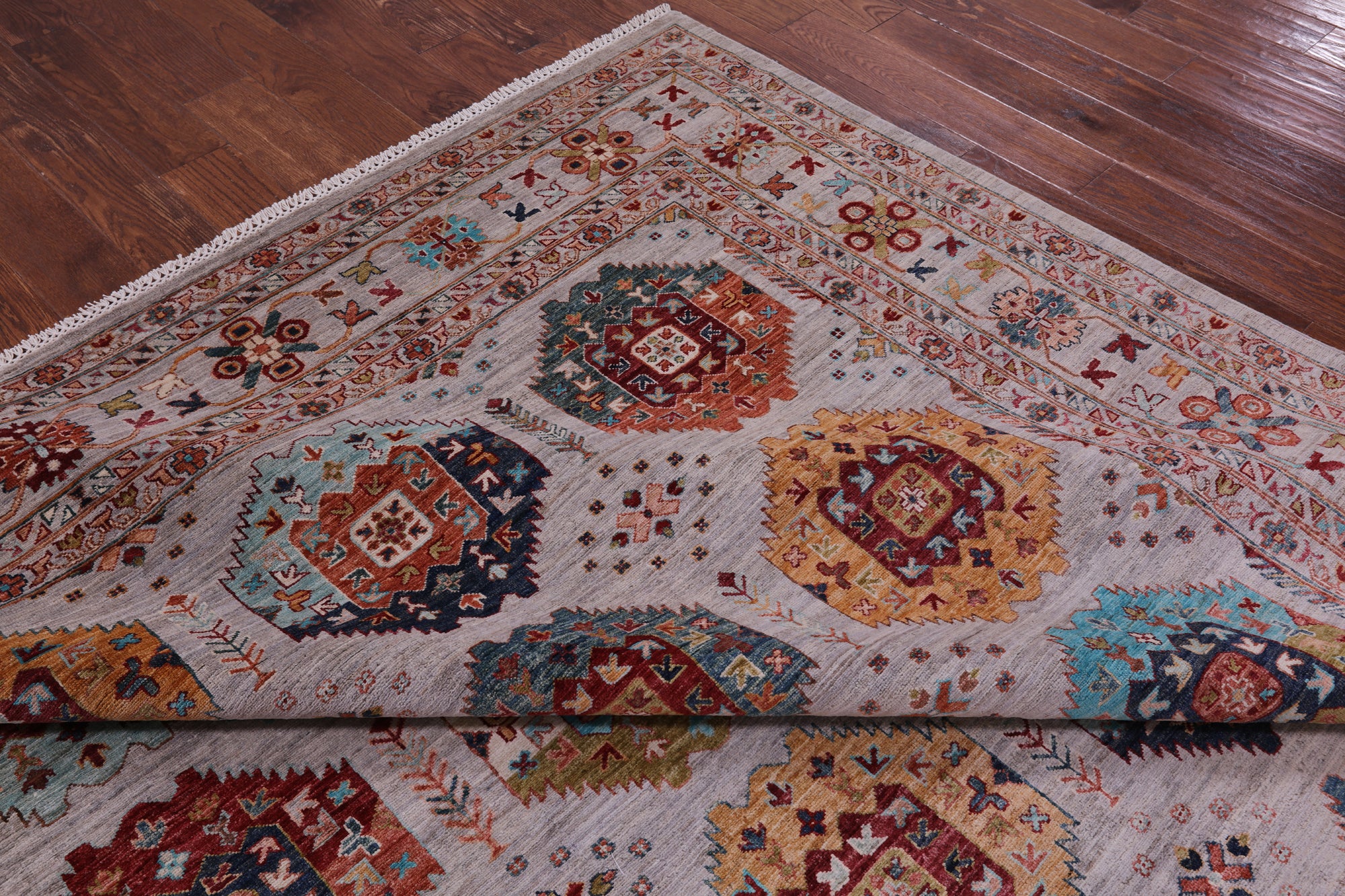 Turkmen Ersari Handmade Wool Rug - 9' 0" X 12' 5" - Golden Nile