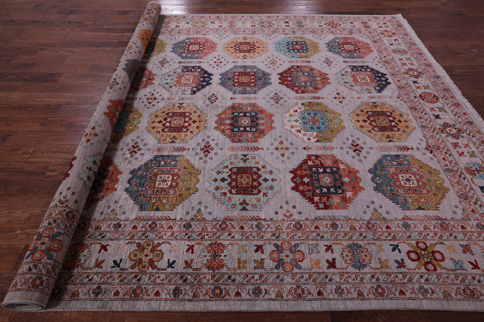 Turkmen Ersari Handmade Wool Rug - 9' 0" X 12' 5" - Golden Nile