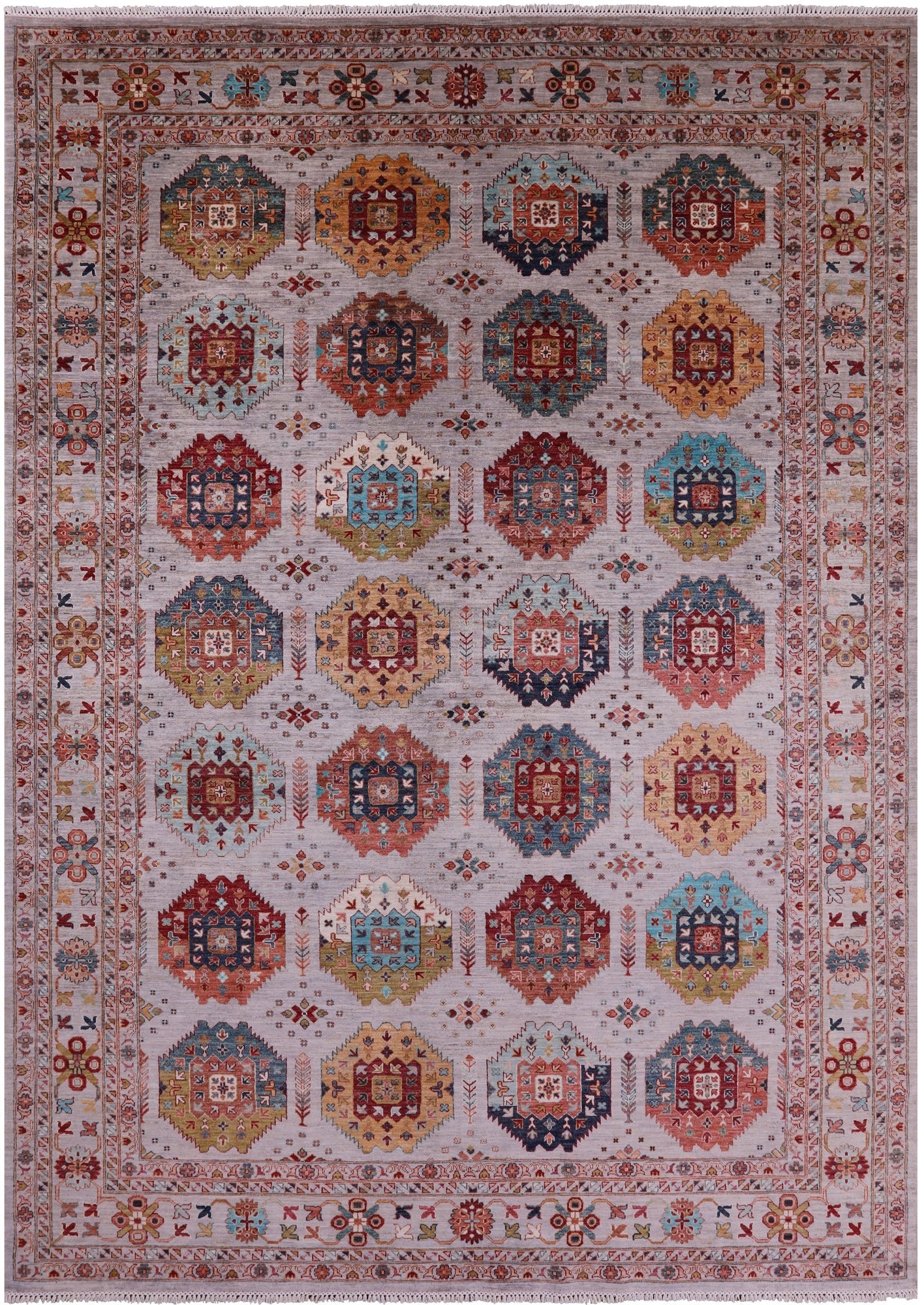 Turkmen Ersari Handmade Wool Rug - 9' 0" X 12' 5" - Golden Nile