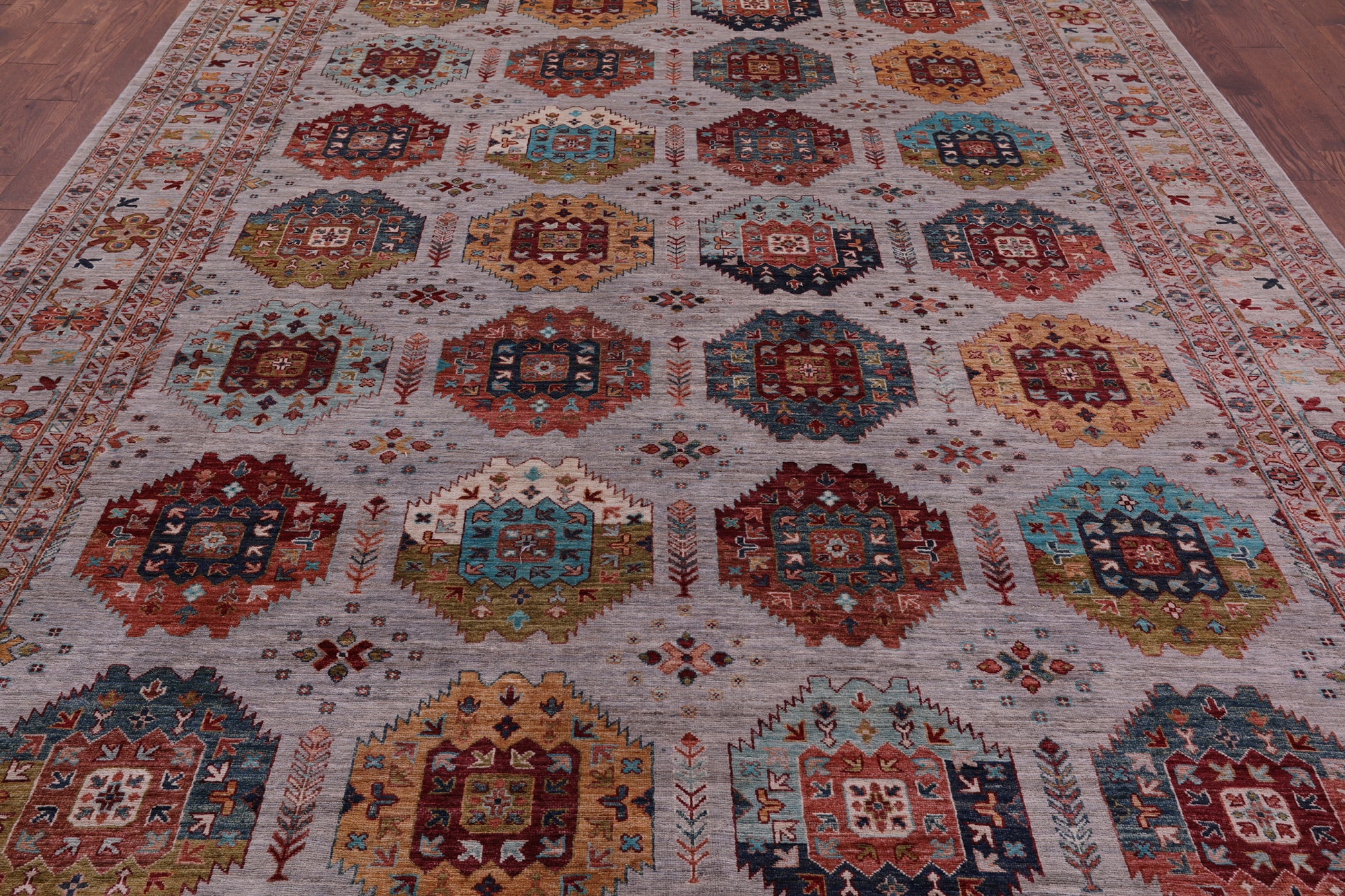 Turkmen Ersari Handmade Wool Rug - 9' 0" X 12' 5" - Golden Nile