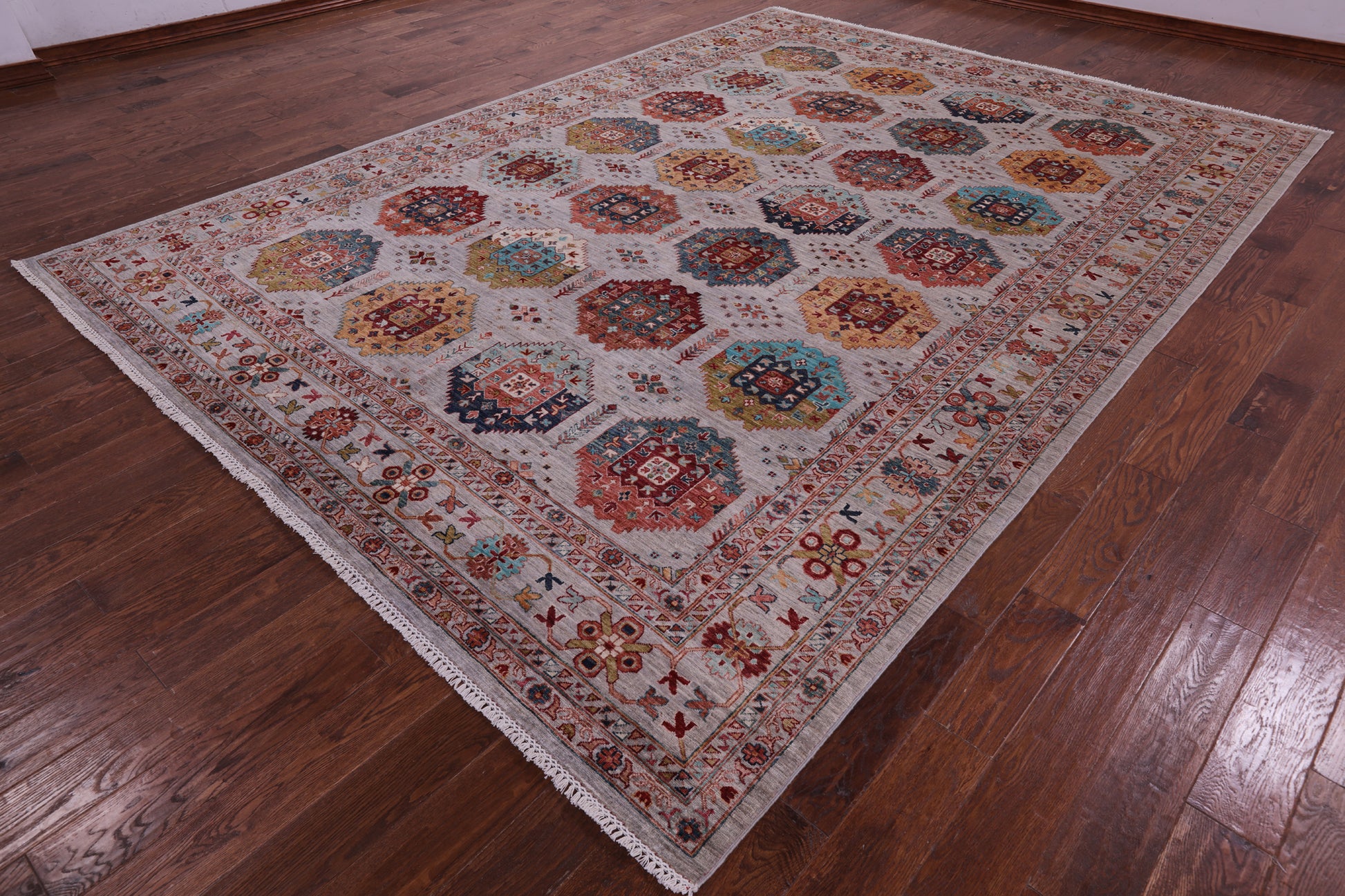 Turkmen Ersari Handmade Wool Rug - 9' 0" X 12' 5" - Golden Nile