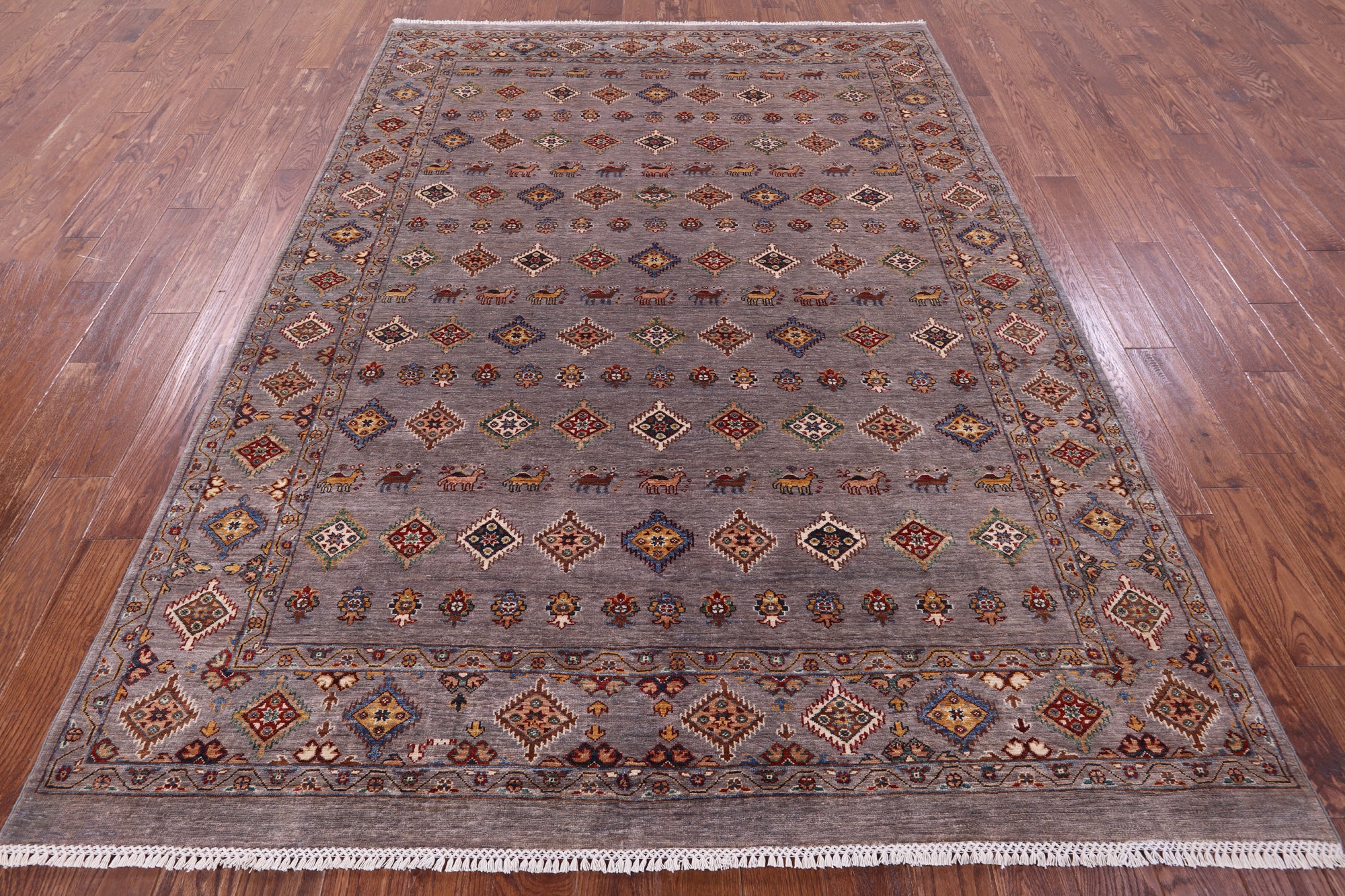 Tribal Persian Gabbeh Hand Knotted Wool Rug - 6' 10" X 9' 4" - Golden Nile