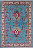 Blue Persian Fine Serapi Handmade Wool Rug - 6' 10" X 9' 10" - Golden Nile