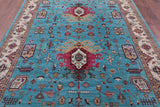 Blue Persian Fine Serapi Handmade Wool Rug - 6' 10" X 9' 10" - Golden Nile