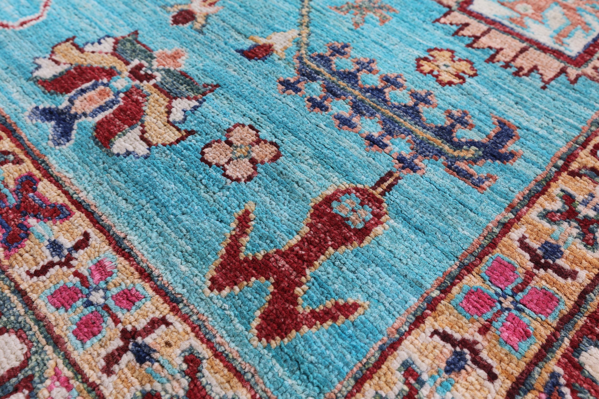 Blue Persian Fine Serapi Handmade Wool Rug - 6' 10" X 9' 10" - Golden Nile