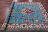 Blue Persian Fine Serapi Handmade Wool Rug - 6' 10" X 9' 10" - Golden Nile