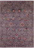Grey Peshawar Hand Knotted Wool Rug - 6' 11" X 9' 7" - Golden Nile