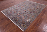 Grey Peshawar Hand Knotted Wool Rug - 6' 11" X 9' 7" - Golden Nile