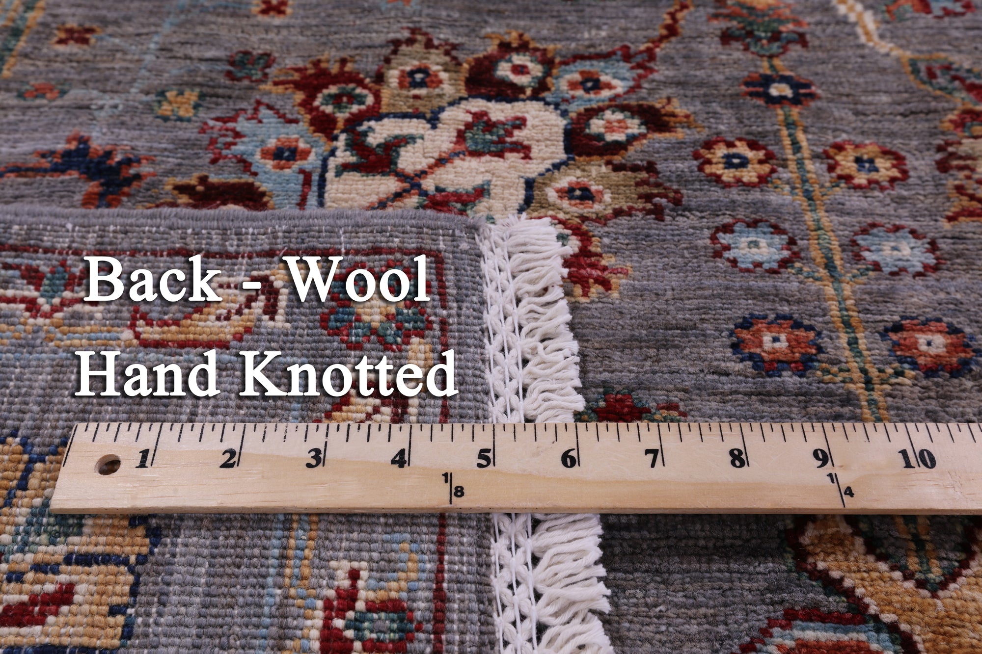 Grey Peshawar Hand Knotted Wool Rug - 6' 11" X 9' 7" - Golden Nile
