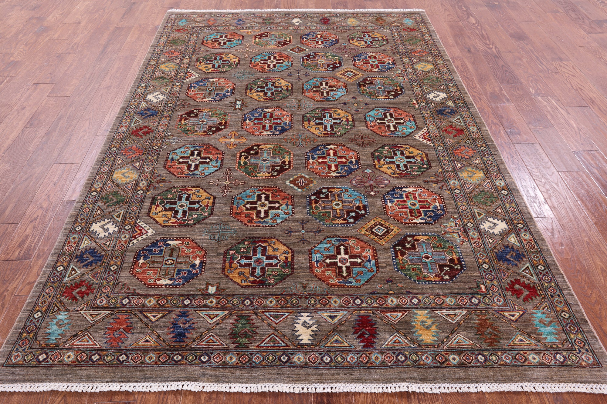 Turkmen Ersari Hand Knotted Wool Rug - 6' 3" X 9' 0" - Golden Nile