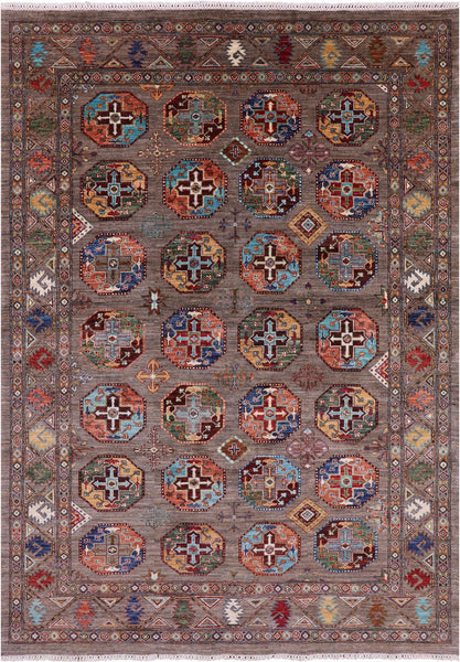 Turkmen Ersari Hand Knotted Wool Rug - 6' 3" X 9' 0" - Golden Nile