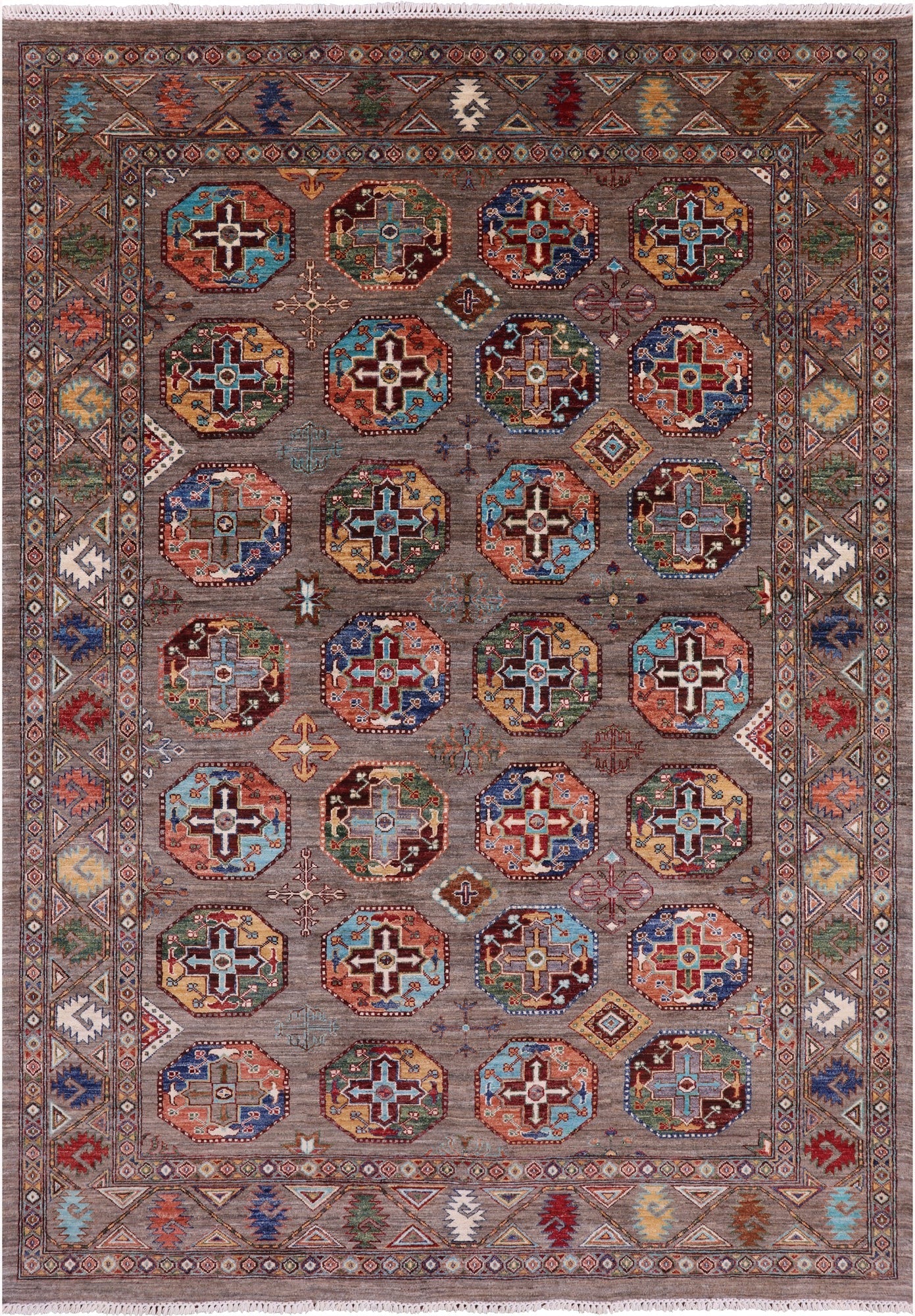 Turkmen Ersari Hand Knotted Wool Rug - 6' 3" X 9' 0" - Golden Nile