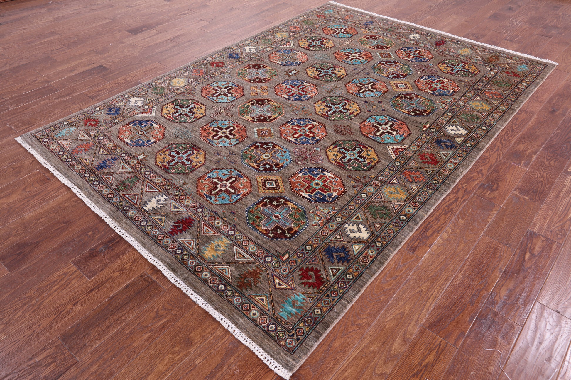 Turkmen Ersari Hand Knotted Wool Rug - 6' 3" X 9' 0" - Golden Nile