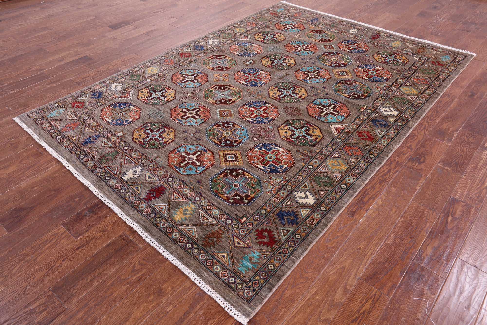 Turkmen Ersari Hand Knotted Wool Rug - 6' 3" X 9' 0" - Golden Nile